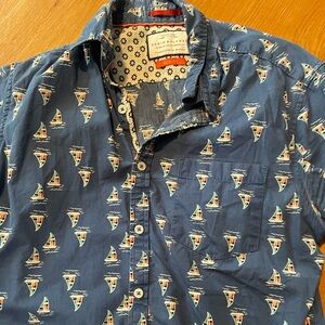 Denim & Flower slim fit sailboat shirt blue